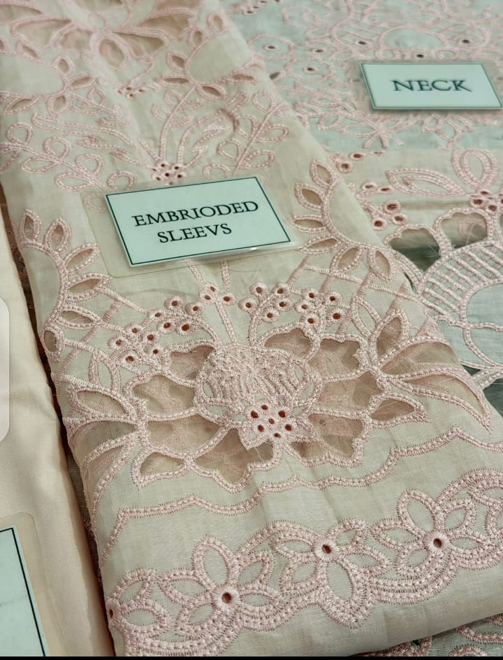 Hit Code Luxury Lawn Fancy Collection 3-Piece Unstitched Suit with Heavy Embroidered Chiffon Dupatta - Image 4