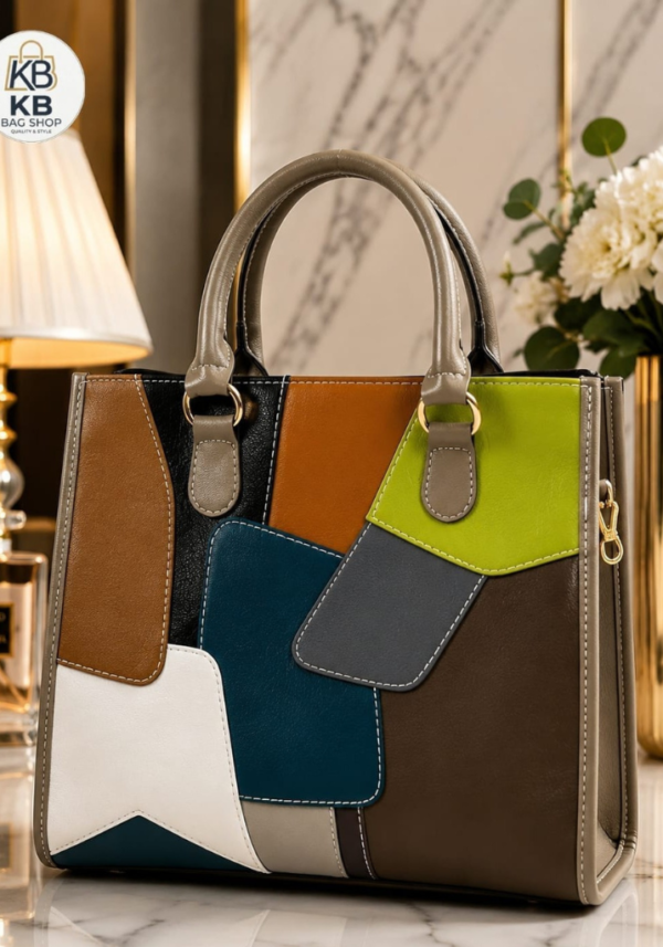 Multi-Color Patchwork Leather Handbag