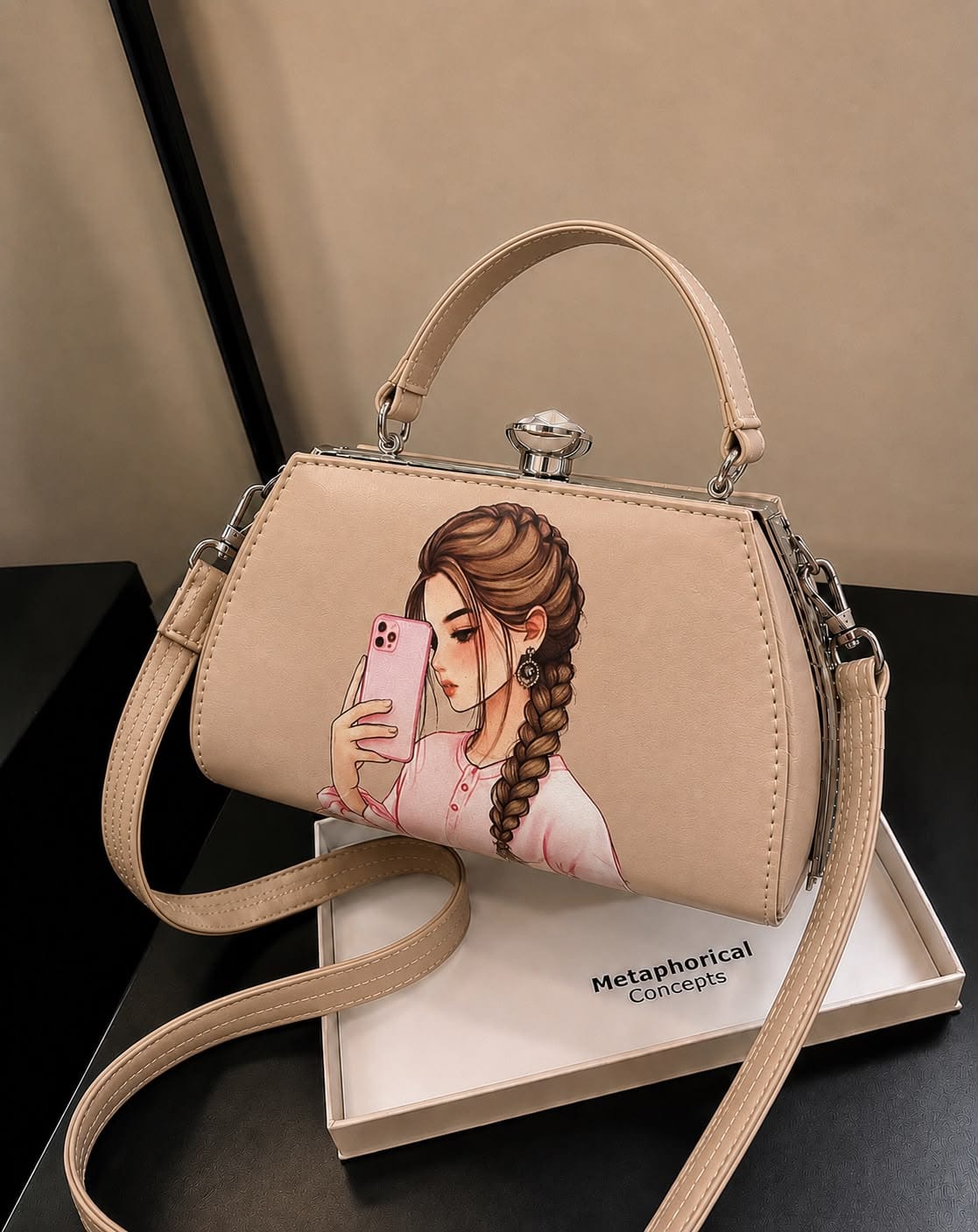 Modern Hijab Girl Printed Top-Lock Handbag - Image 2
