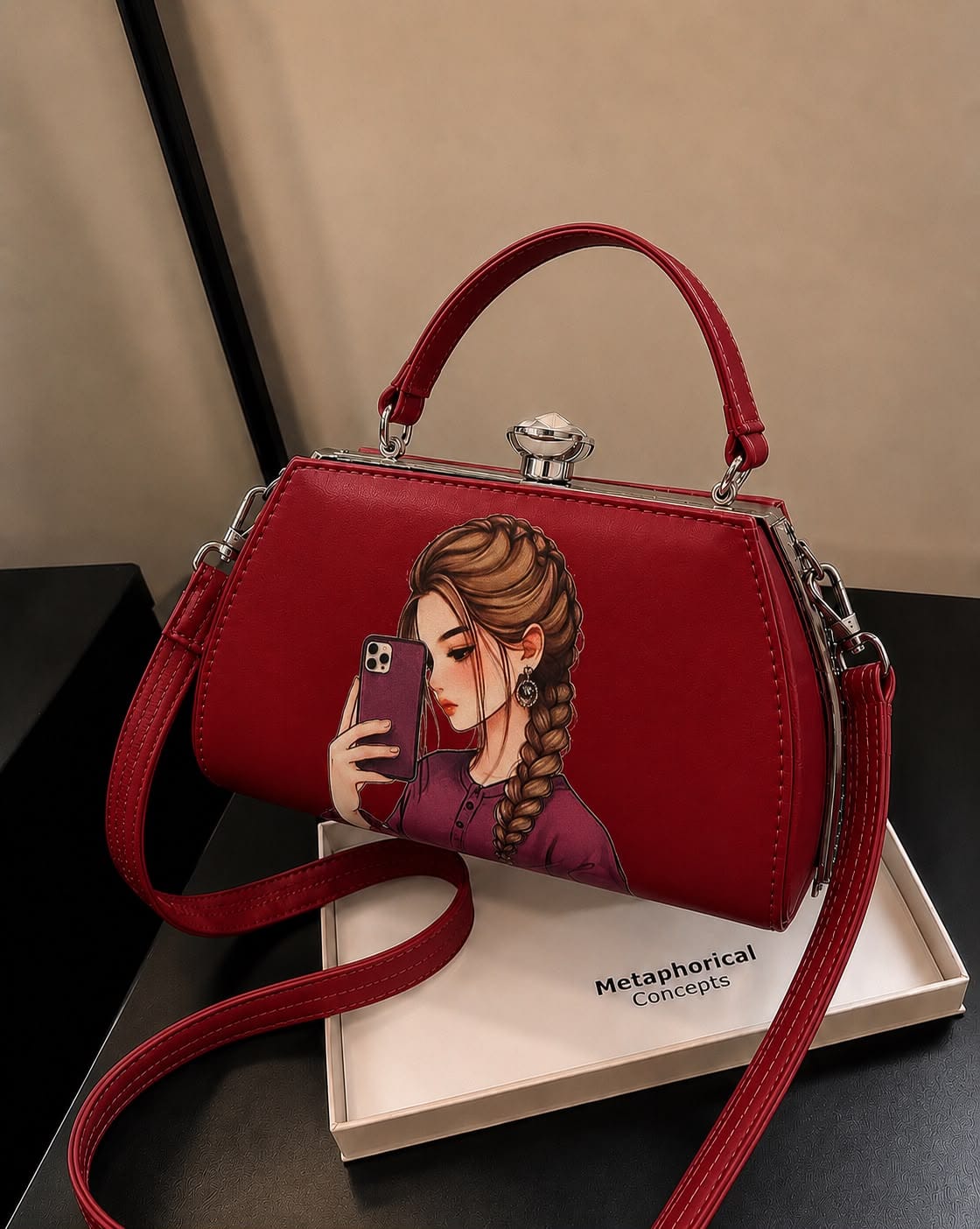 Modern Hijab Girl Printed Top-Lock Handbag - Image 3