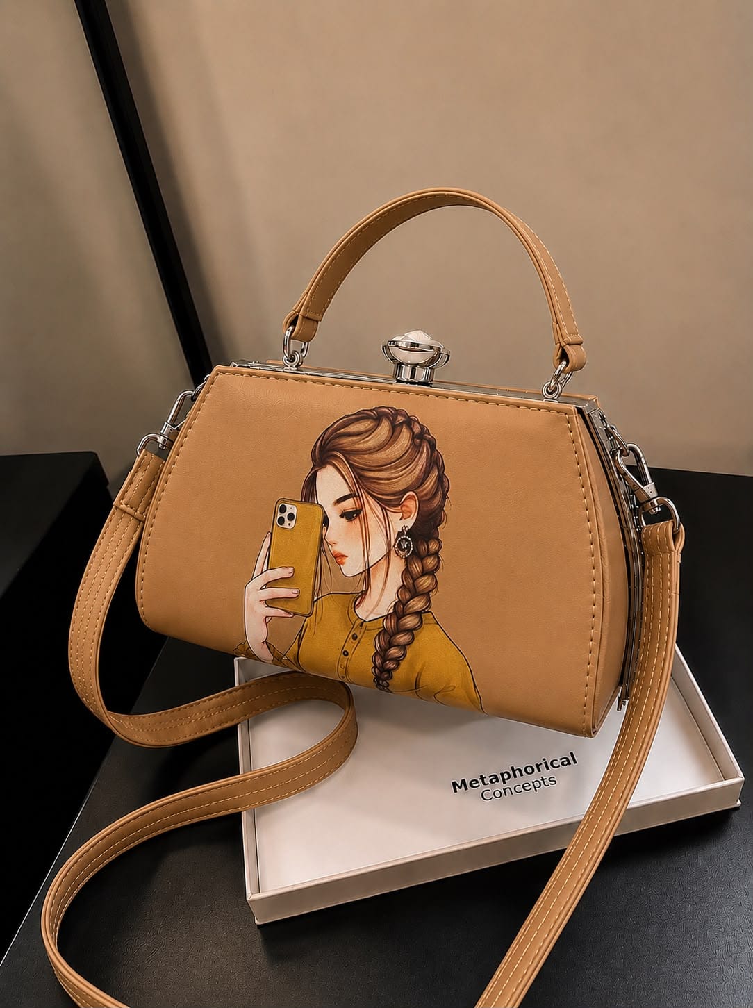 Modern Hijab Girl Printed Top-Lock Handbag - Image 5