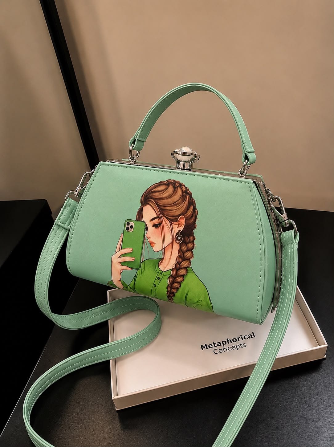 Modern Hijab Girl Printed Top-Lock Handbag - Image 7