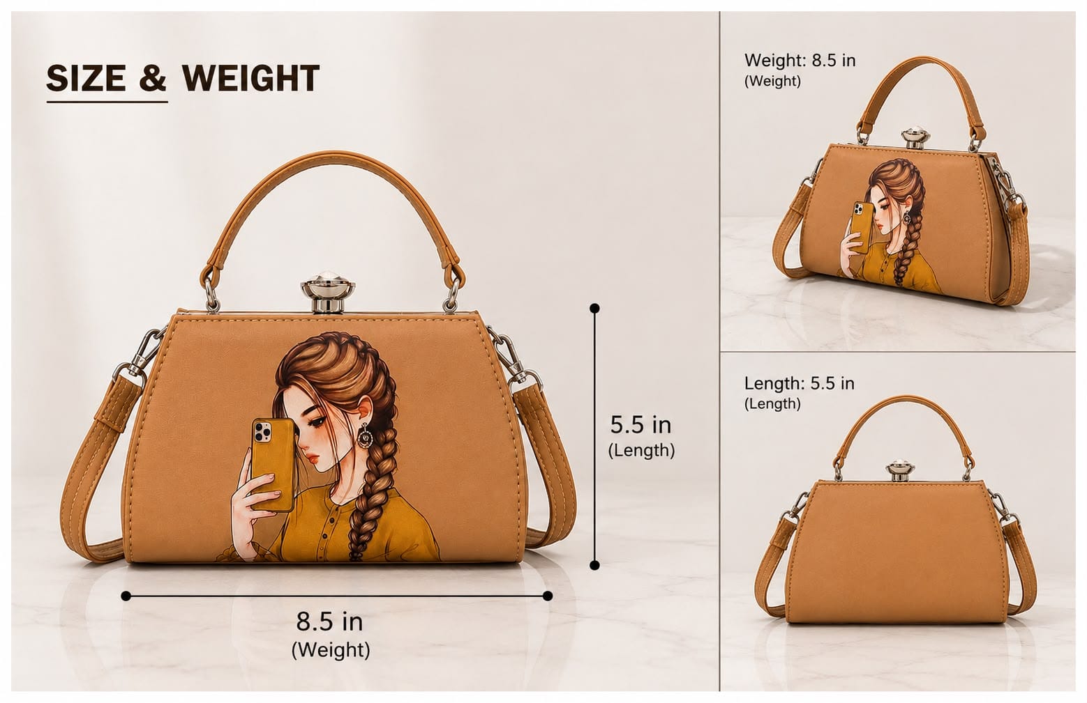 Modern Hijab Girl Printed Top-Lock Handbag - Image 8