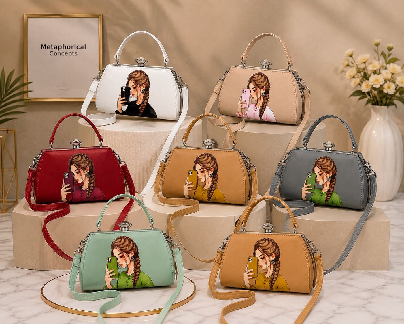 Modern Hijab Girl Printed Top-Lock Handbag - Image 10