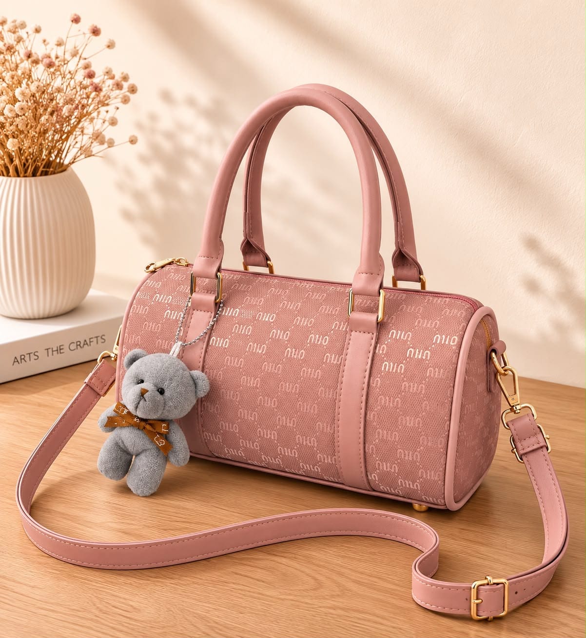 Min Min Premium Duffle Bag with Teddy Bear Keychain - Image 4