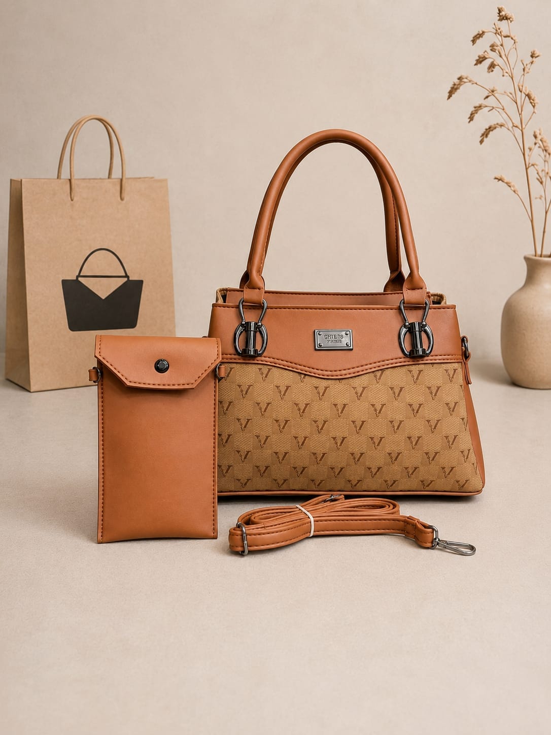 Premium 2-Piece Handbag with Matching Mobile Pouch - Image 4