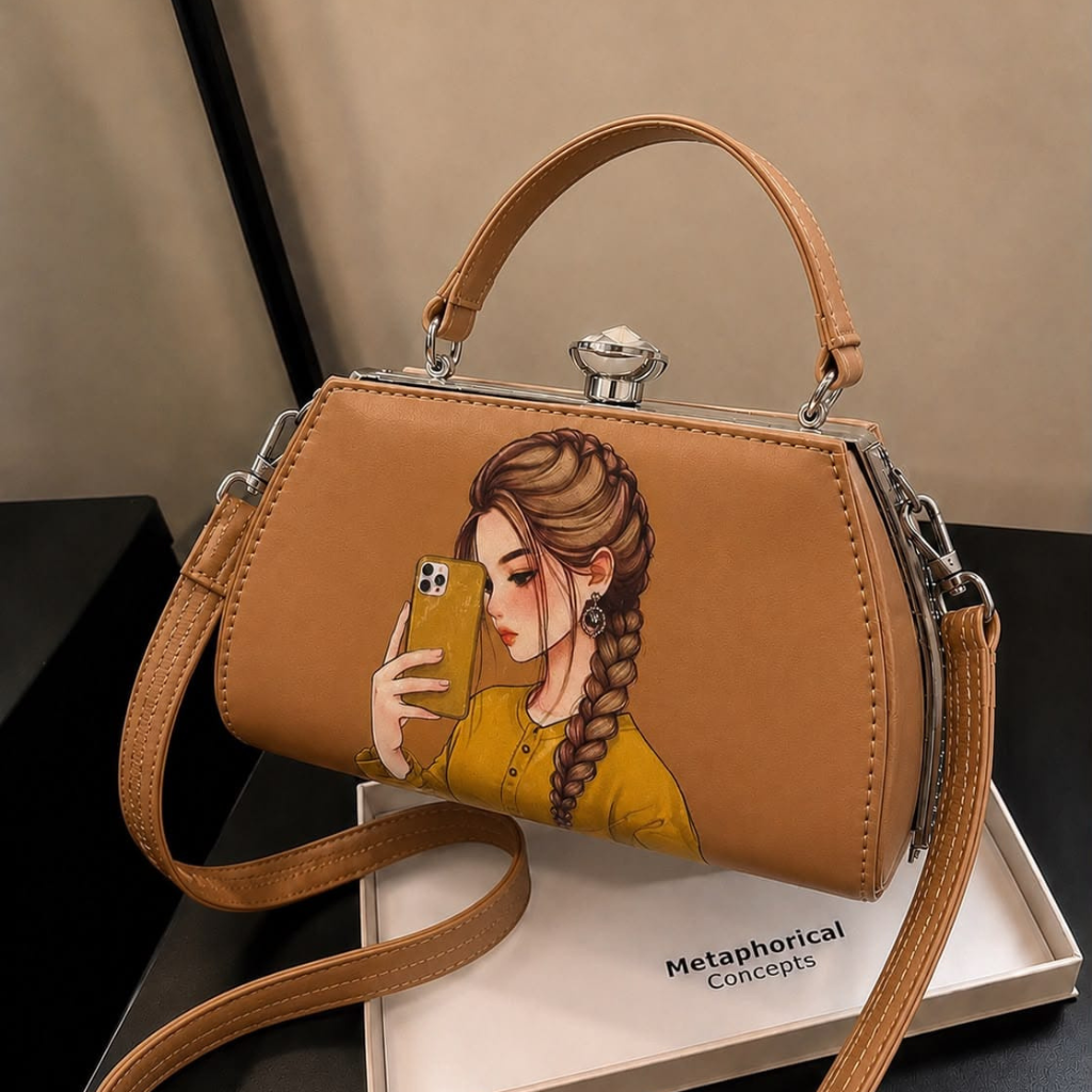 Modern Hijab Girl Printed Top-Lock Handbag