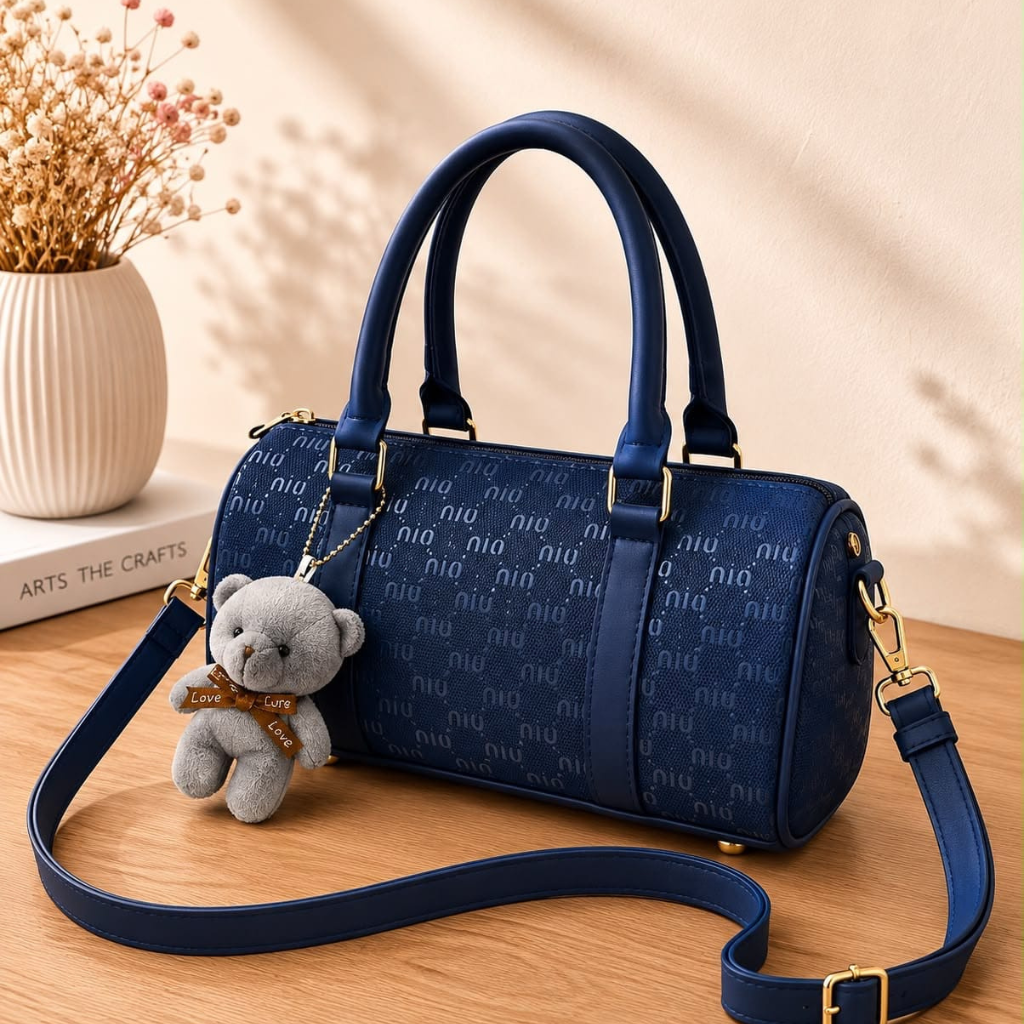 Min Min Premium Duffle Bag with Teddy Bear Keychain