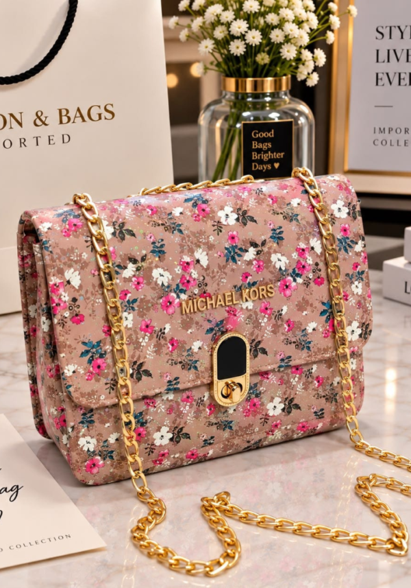 Floral Chain Shoulder Bag – Elegant Printed Ladies Handbag
