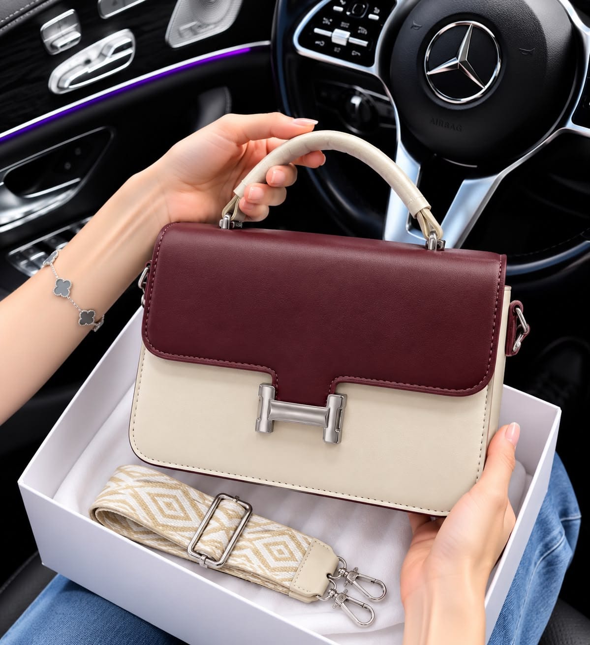 Imported Chinese Stylish Handbag with Long Belt - Image 11