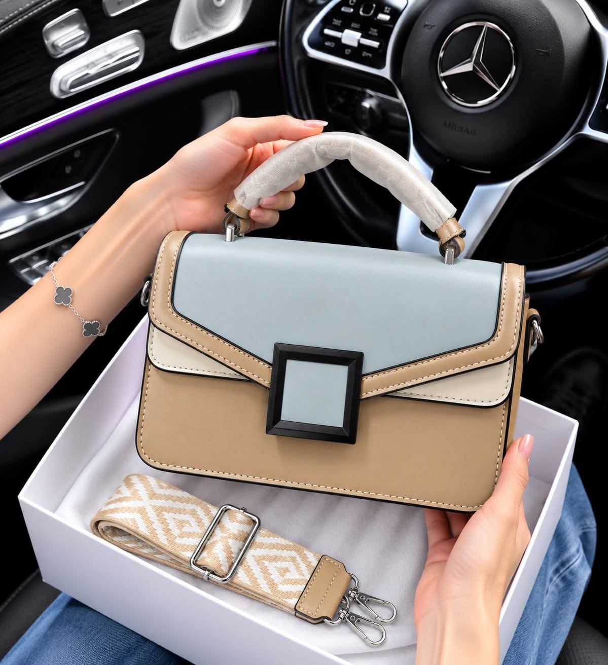 Imported Chinese Stylish Handbag with Long Belt - Image 5