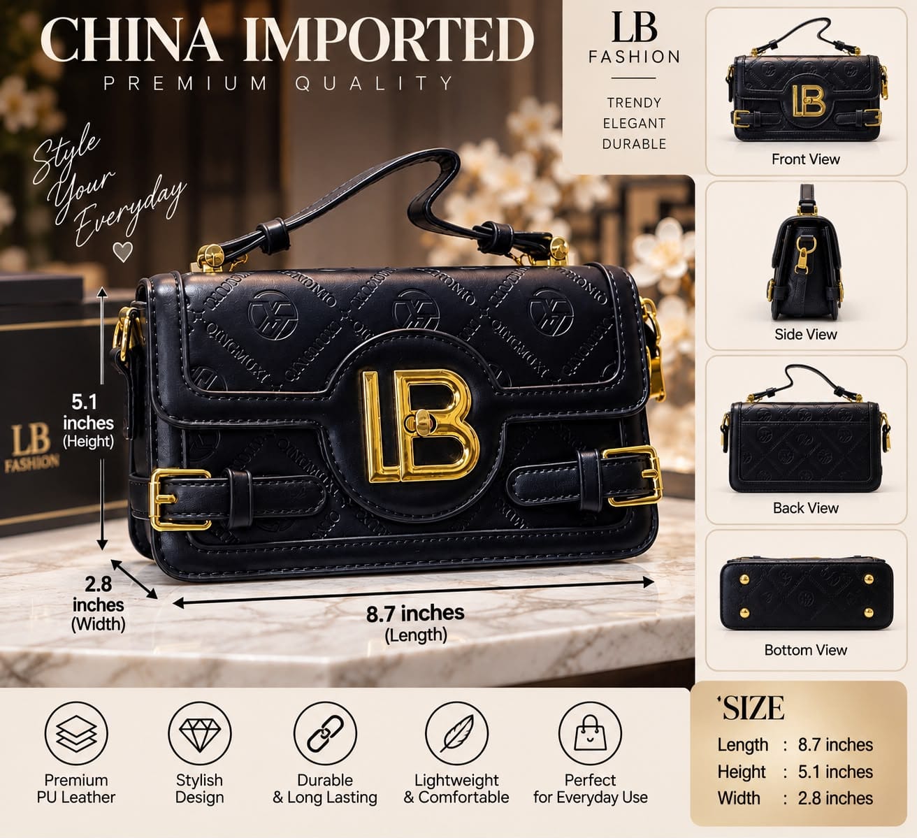 China Imported Premium LB Fashion Handbag - Image 3